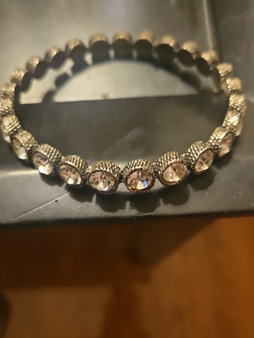 Swarovski Crystal-Accent Silver Stretch Bracelet with Light Pink Stones